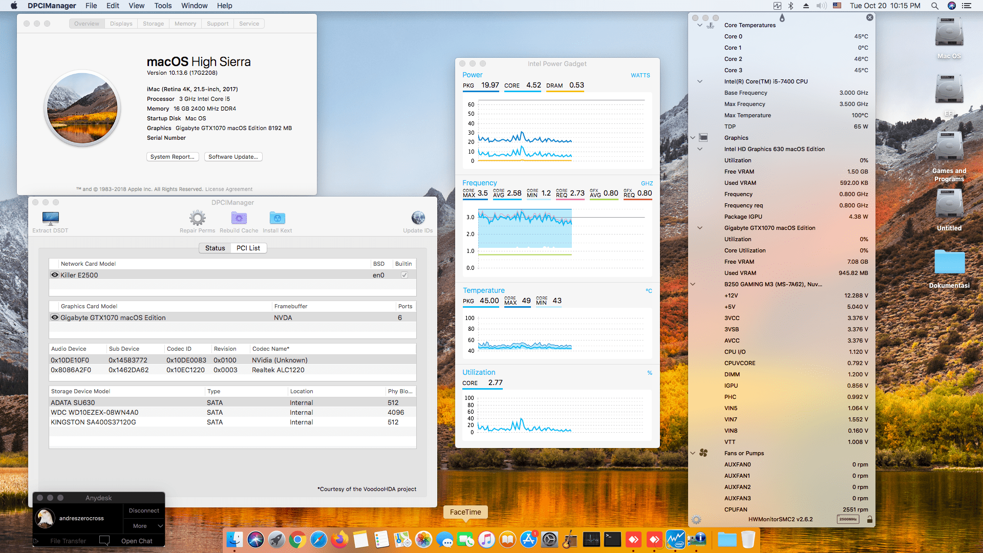 Success Hackintosh macOS High Sierra 10.13.6 Build 17G2208 in MSI B250 Gaming M3 + Intel Core i5 7600 + Gigabyte Nvidia GTX 1070